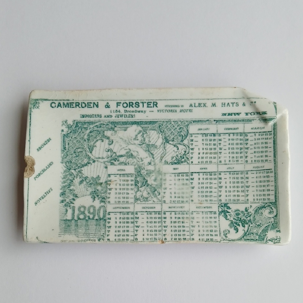 Antique Camerden & Forster Advertising Ashtray 1890 Calendar G.D. Paris Depose